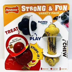 NYLABONE Strong & Fun Variety 3 Pack Dog Toy Strong Chew